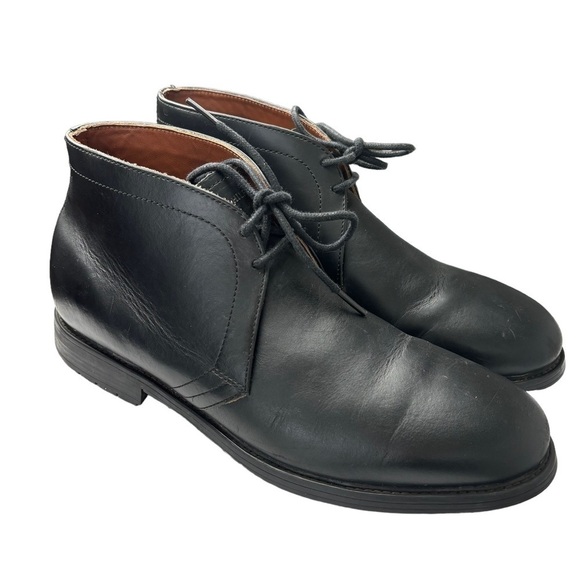 TOMMY HILFIGER Mens Chukka Boots 11 M Black Leather Oxford Boot Rubber Sole EUC - Picture 6 of 15